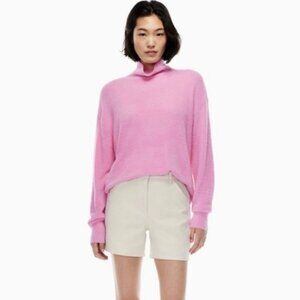 Aritzia Wilfred Free Hush Knit Pink Overzized Turtleneck Sweater Sz L